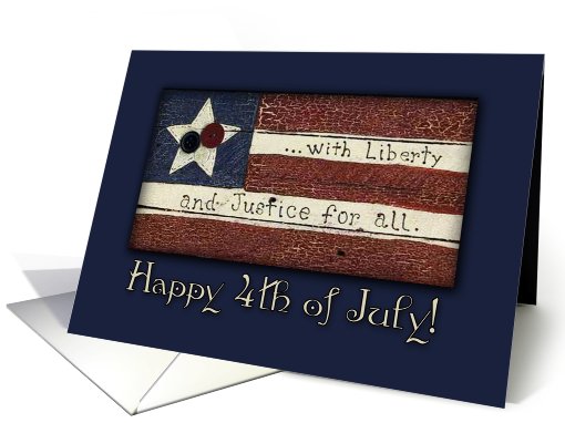 Happy 4th Of July! Americana Primitive, Crackle Paint & Buttons card