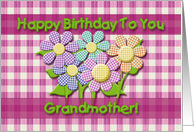 Happy Birthday To Grandmother Gingham Checks Flowers card