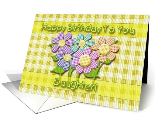 Happy Birthday To You Daughter Gingham Checks Flowers card (795237)