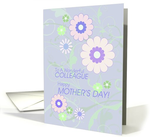 Happy Mother's Day To My Colleague, Work Wife, Blue Floral Swirls card