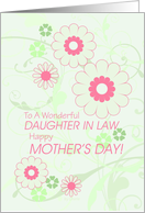 Happy Mother’s Day To Daughter In Law, Swirls & Flowers, Mint Green card