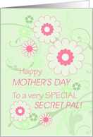 Happy Mother’s Day To Secret Pal, Flowers & Green Swirls card