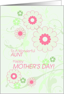 Happy Mother’s Day To Aunt, Pink Flowers & Green Swirls card