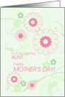 Happy Mother’s Day To Aunt, Pink Flowers & Green Swirls card