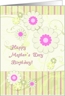 Happy Mother’s Day Birthday! Pink & Yellow, Swirls & Flowers card