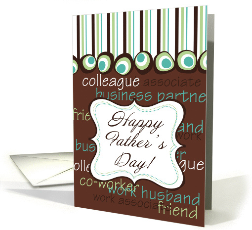 Happy Father's Day! Work Husband, Colleague, Retro Brown & Aqua card