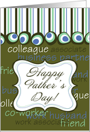 Happy Father’s Day! Colleague, Retro Style, Green and Blue, Co-Worker card
