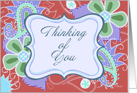 Thinking of You Flowers Paisley Floral Art card