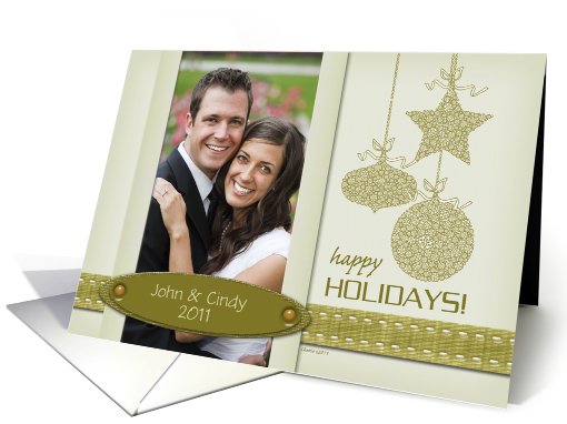 Happy Holidays Ornaments Scrapbook Style Photo Card You Customize card