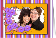 Floral Swirl Photo Card - Any Occasion, Blank Inside card