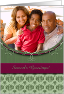 Season’s Greetings Damask Photo Card - You Customize card