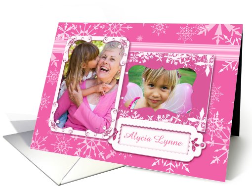 Pink Christmas Snowflakes - Photo Card You Customize card (851769)