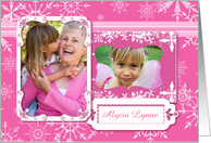 Pink Christmas Snowflakes - Photo Card You Customize card