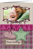Season’s Greetings Fabric Ornaments - Photo Card You Customize card