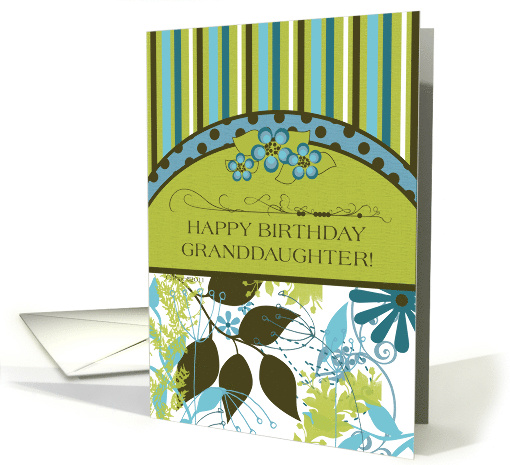 Granddaughter Happy Birthday Aqua Green Foliage card (853254)