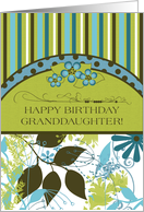 Granddaughter Happy Birthday Aqua Green Foliage card