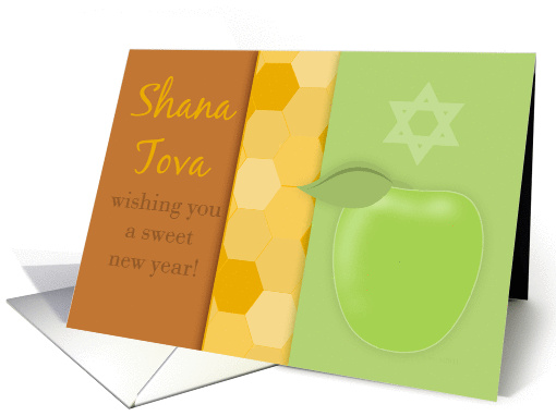 Rosh Hashanah Green Apple, Honey Comb, Star of David card (859416)