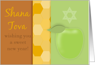 Rosh Hashanah Green Apple, Honey Comb, Star of David card