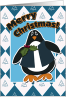 Merry Christmas! Whimsical Penguin and Christmas Trees card