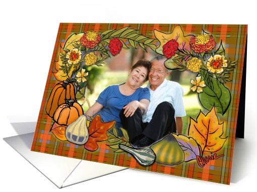 Pumpkins, Gourds and Marigolds, Any Occasion Photo card (873620)