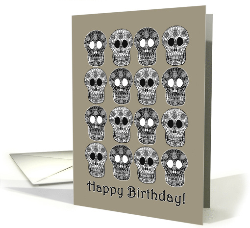 Happy Birthday Sugar Skulls Day Of The Dead Style card (877306)