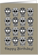 Happy Birthday Sugar Skulls Day Of The Dead Style card