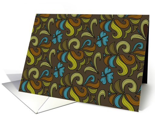 Any Occasion Blank Inside - Peridot and Brown Floral Pattern card