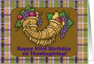 Happy 93rd Birthday on Thanksgiving! Cornucopia and Plaid card