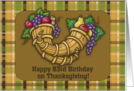 Happy 83rd Birthday on Thanksgiving! Cornucopia and Plaid card