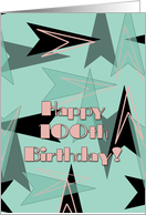 Happy 100th Birthday! Retro Design in Turquoise card