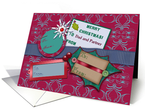 Merry Christmas To Dad and Partner, Gift Tags card (886335)