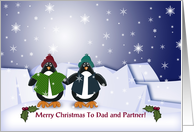 Merry Christmas To Dad and Partner! Whimsical Penguins card