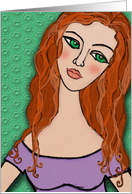 Green Eyes Contemporary Folk Art Any Occasion Blank Inside card