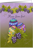 Happy Easter Son! Purple Grapes and Decorated Easter Eggs card