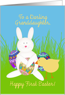 First Easter for Granddaughter, Bunny, Chick and Decorated Eggs card