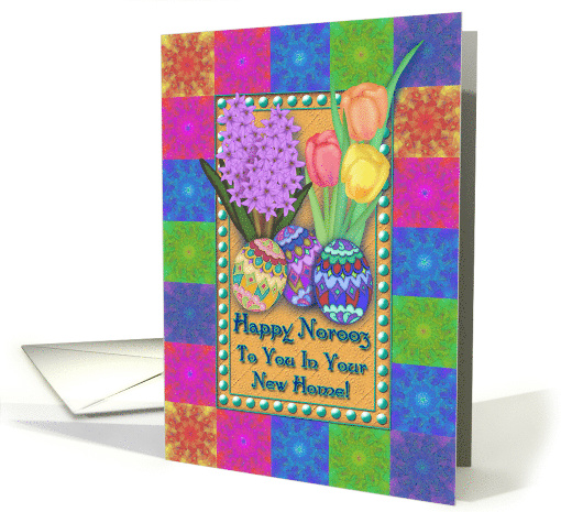 Happy Norooz New Home Persian New Year Spring Flowers Eggs card