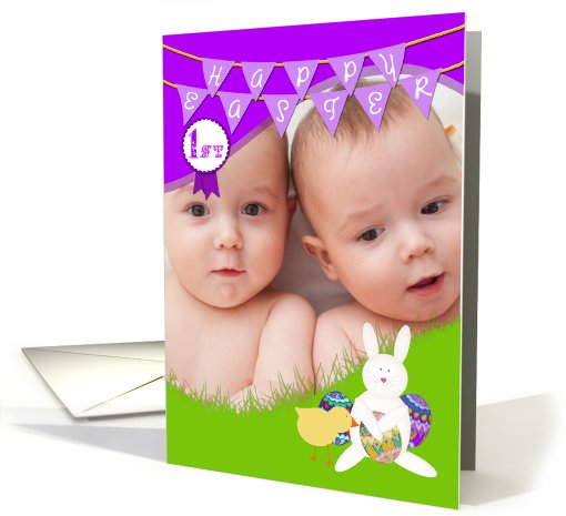 Happy 1st Easter, Bunny and Eggs Photo card (907105)