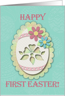 Happy First Easter Faux Paper Cutout Egg Scrapbook Style card