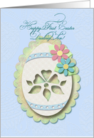 Happy First Easter Son, Decorative Paper Cut Out Lace ’Look’ Egg card