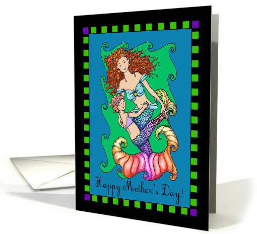 Mermaid and MerChild Happy Mother's Day!, Red Haired Mermaid card