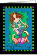 Mermaid and MerChild Happy Mother’s Day!, Red Haired Mermaid card