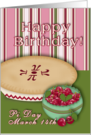Happy Pi Day Birthday!, Cherry Pie and Bowl of Cherries card