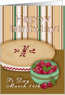 Happy Pi Day Birthday!, Cherry Pie and Bowl of Cherries card