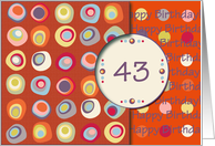 Happy Birthday! 43 Years Old, Mod Dots and Circles card