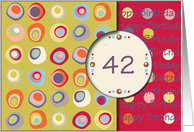 Happy Birthday! 42 Years Old, Mod Dots and Circles card