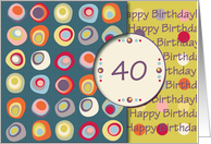 Happy Birthday! 40 Years Old, Mod Dots and Circles card