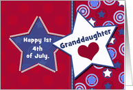 Granddaughter, Happy 1st Fourth of July, Red, White and Blue Patriotic card