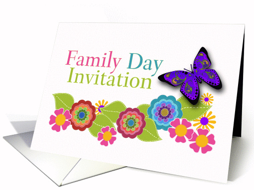 Family Day Invitation, Floral Art, Paisley Butterfly card (917135)