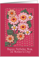 Happy Birthday Mom on Mother’s Day! Country Florals, Dotted Background card
