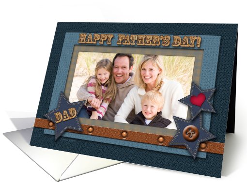 Happy Father's Day! Dad, Western Look, Denim Look Stars, Photo card